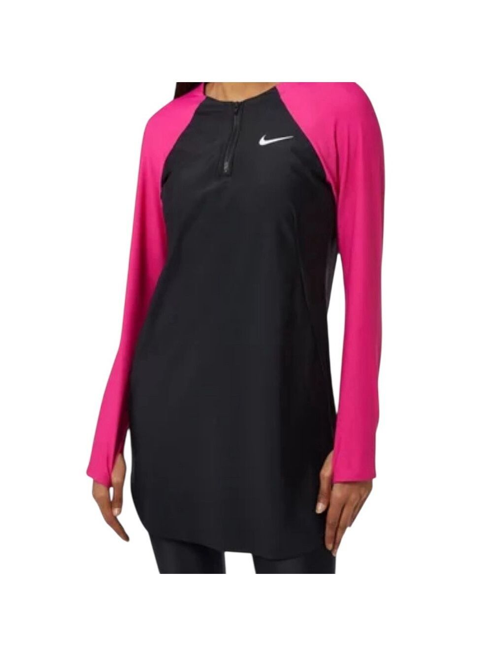 Nike Victory Womens Full Coverage Swim Tunic Black Pink S NWOT